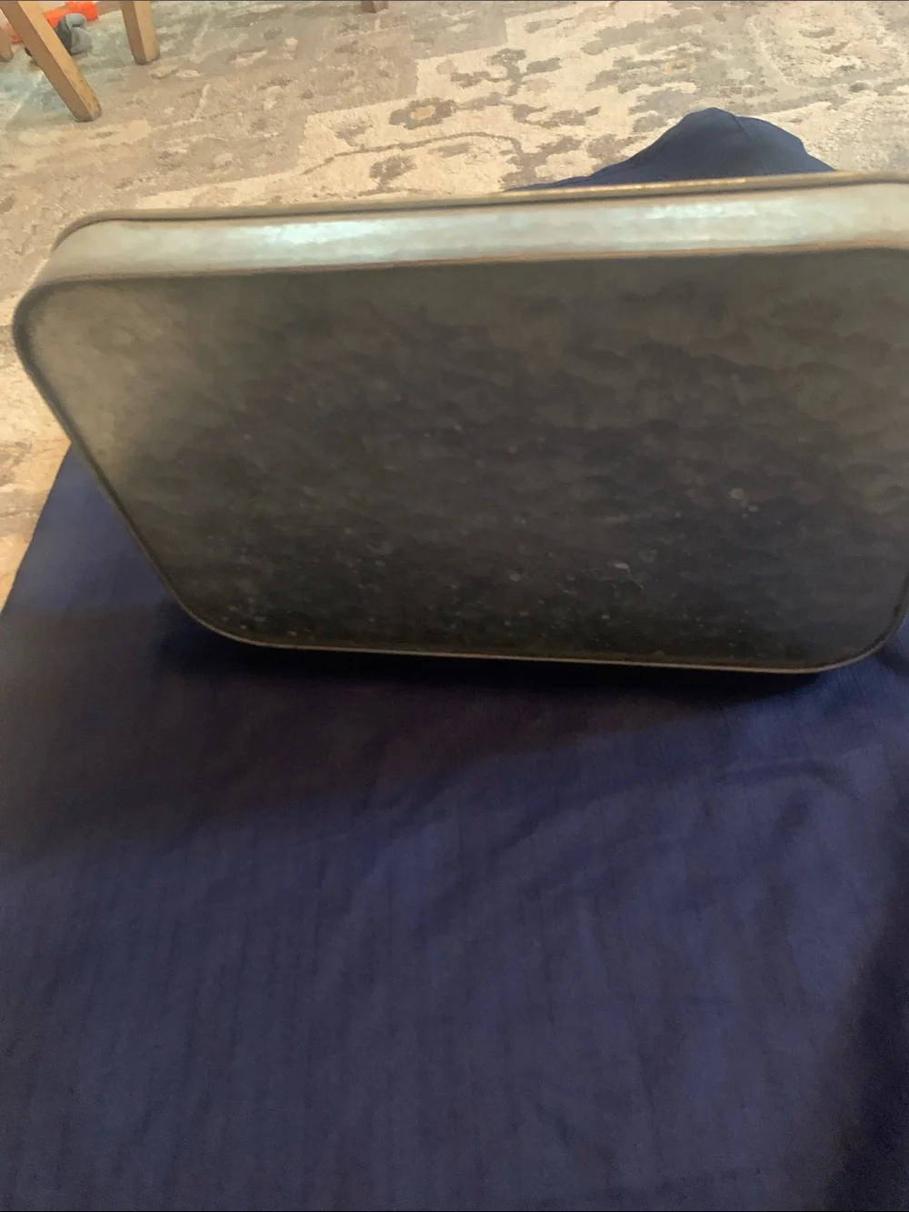 Galvanized Metal Serving Tray with Wood Handles - Rustic Farmhouse Style